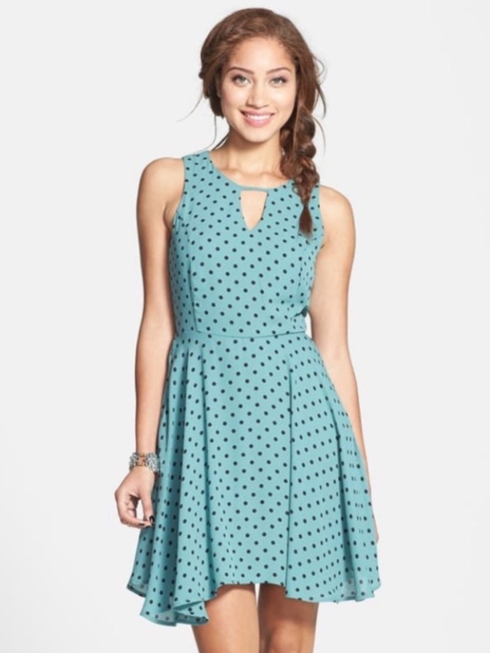 Dee Elle Keyhole Chiffon Skater Dress